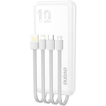 Dudao K6Pro 10 000 mAh, 2× USB + kábel USB / USB-C / Lightning / Micro USB, biela (DUD242695)