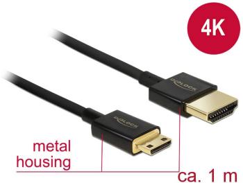 Delock HDMI prepojovací kábel #####HDMI-A Stecker, #####HDMI-Mini-C Stecker 1.00 m čierna 84776 pozlátené kontakty #####