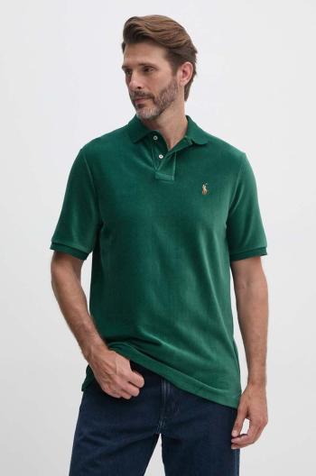 Polo tričko Polo Ralph Lauren pánsky, zelená farba, melanžový