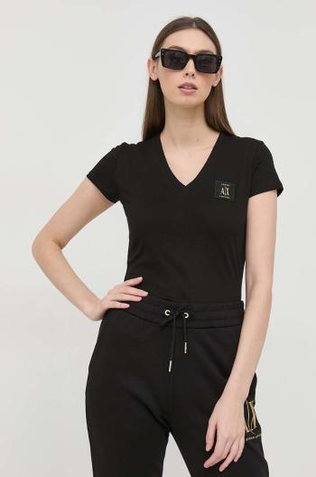 Bavlnené tričko Armani Exchange čierna farba