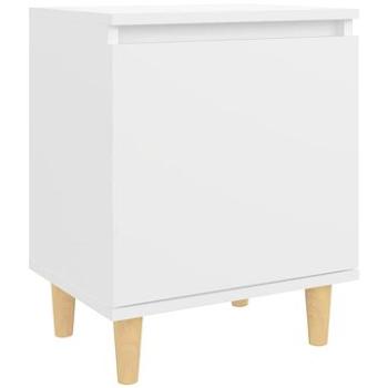 SHUMEE Nočný stolík s masívnymi drevenými nohami biely 40 × 30 × 50 cm, 805815