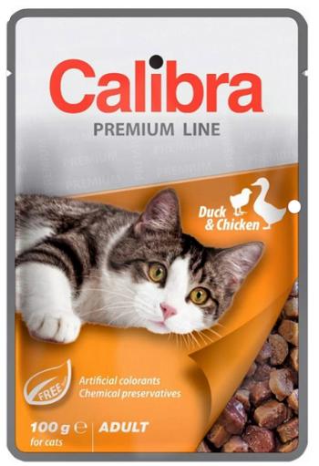 Calibra KAPSIČKA Premium cat Adult Kačka & kura v omáčke 24x100g