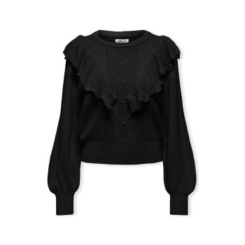 Only  Cherry LS Ruffle Knit - Black  Svetre Čierna