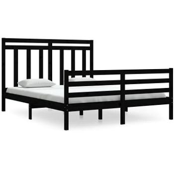 Rám postele čierny masívne drevo 160 × 200 cm, 3105329