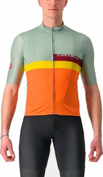 Castelli A Blocco Jersey Defender Green/Dark Red-Bordeaux-Passion Fruit-Scarlet Lava 2XL