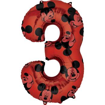Amscan Balónik fóliový narodeninové číslo 3 - Mickey Mouse 66 cm