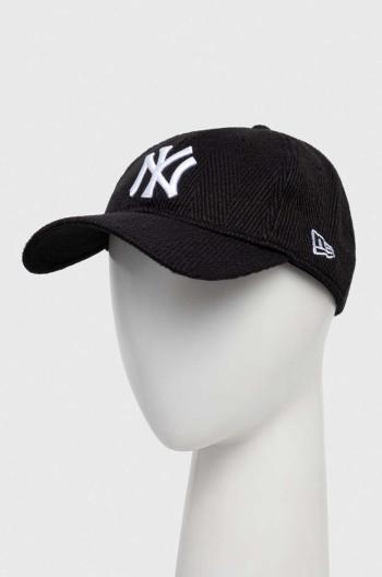 Šiltovka s prímesou vlny New Era čierna farba, s nášivkou, NEW YORK YANKEES