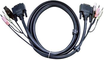 ATEN KVM prepojovací kábel [2x jack zástrčka 3,5 mm, DVI zástrčka 24+1-pólová, USB 2.0 zástrčka A - 2x jack zástrčka 3,5