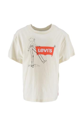 Detské bavlnené tričko Levi's béžová farba,