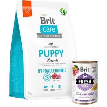 Brit Care Dog Hypoallergenic s jahňacím Puppy 3 kg + Brit Fresh Veal with millet 400 g (KRMP1275bun)