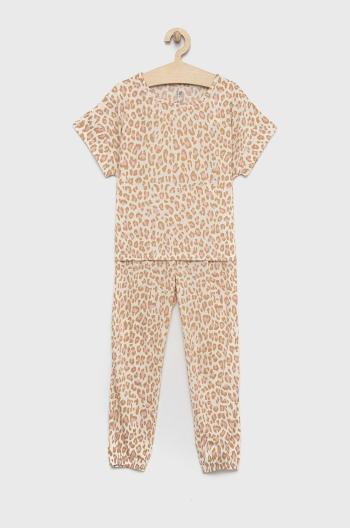 Detské pyžamo GAP béžová farba, vzorovaná