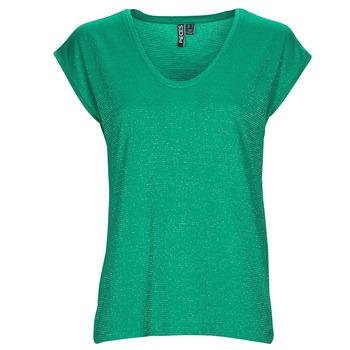Pieces  Tielka a tričká bez rukávov PCBILLO TEE LUREX STRIPES  Zelená