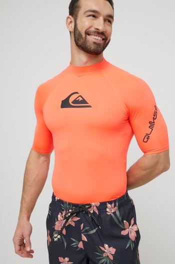 Tričko Quiksilver All Time pánske, oranžová farba, s potlačou, swimmwear