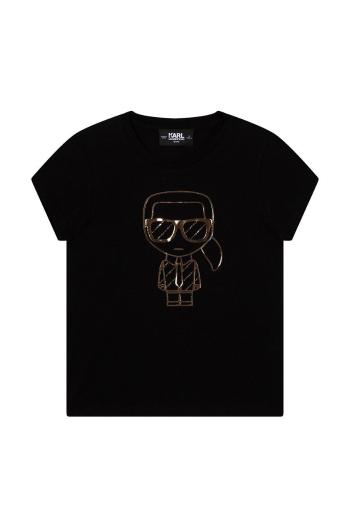 Detské tričko Karl Lagerfeld čierna farba