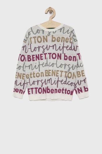 Detský sveter United Colors of Benetton biela farba, tenký