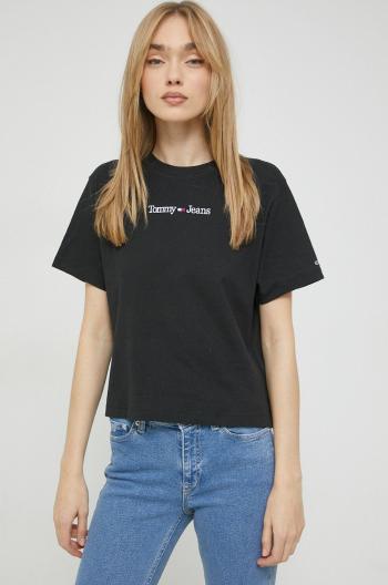 Bavlnené tričko Tommy Jeans čierna farba