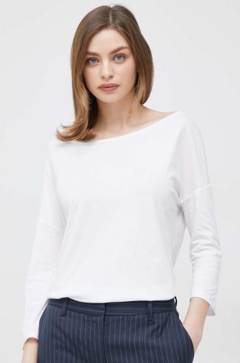 Bavlnené tričko s dlhým rukávom Sisley biela farba