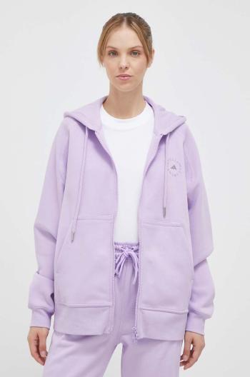 Tepláková mikina adidas by Stella McCartney fialová farba, s kapucňou, jednofarebná