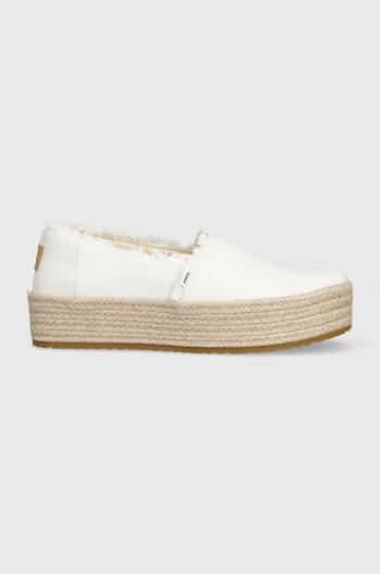 Espadrilky Toms Valencia biela farba, na platforme, 10019820