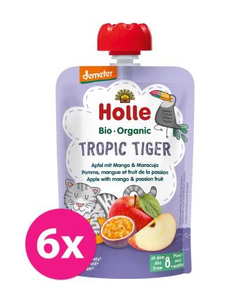 6x HOLLE Tropic Tiger Bio ovocné pyré jablko, mango a maracuja, 100 g (8 m+)