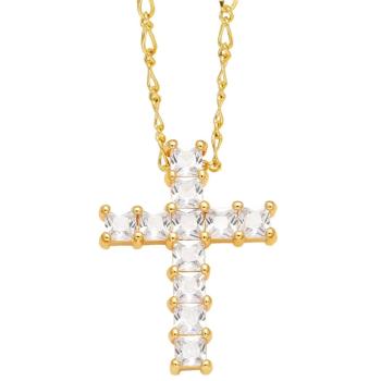 Náhrdelník Style Cross Zlatá/Kryštálová KP29401