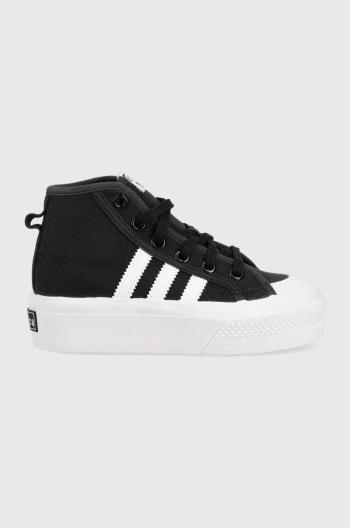 Detské tenisky adidas Originals NIZZA PLATFORM MID čierna farba