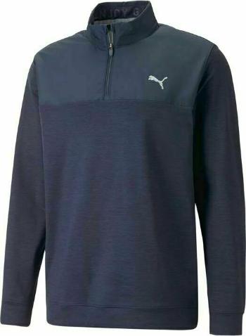 Puma Cloudspun Colorblock 1/4 Zip Mens Sweater Navy Blazer/Navy Blazer Heather XS