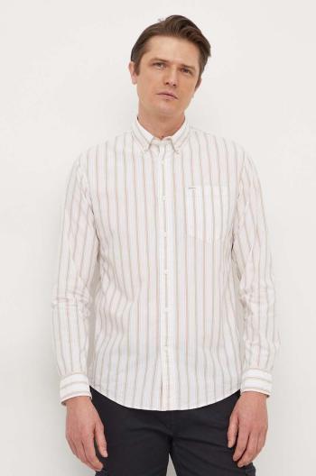 Bavlnená košeľa Pepe Jeans PRESTON pánska, biela farba, regular, s golierom button-down, PM308280