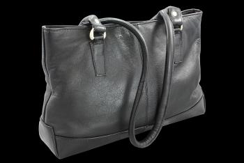 Černá kožená zipová kabelka se dvěma popruhy 212-2058-60