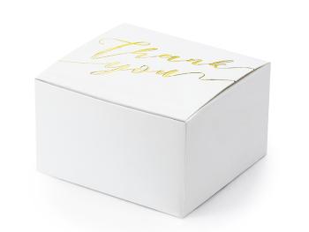 PartyDeco Biela krabička na darček - Ďakujeme