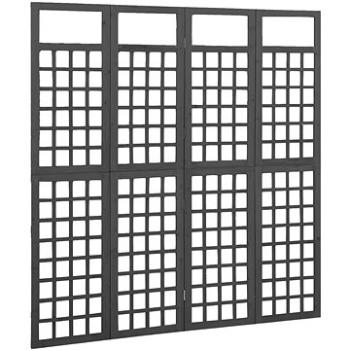 Shumee - 4-dielna deliaca stena/treláž, masívna jedľa čierna, 161×180 cm, 316483