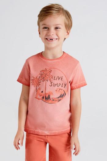Detské bavlnené tričko Mayoral ružová farba, s potlačou
