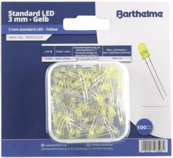 Barthelme  LED sortiment   žltá guľatý 3 mm 600 mcd 30 ° 20 mA 2 V
