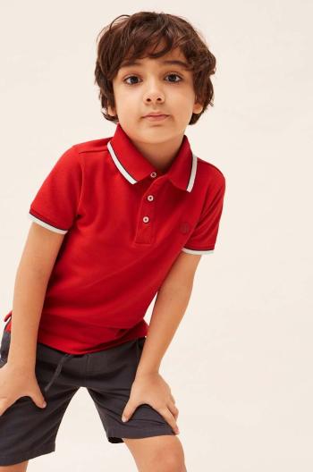 Detské polo tričko Mayoral červená farba, jednofarebný