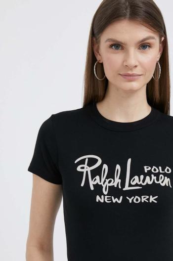 Bavlnené tričko Polo Ralph Lauren čierna farba