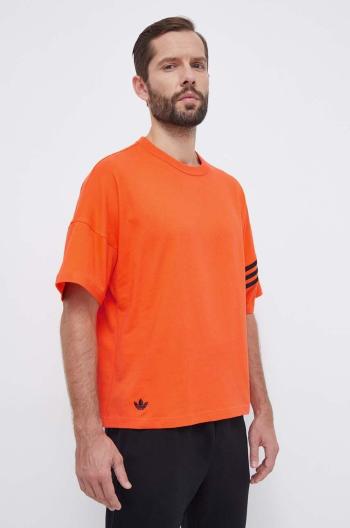 Bavlnené tričko adidas Originals pánske, oranžová farba, s nášivkou