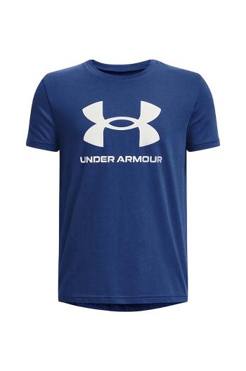 Detské bavlnené tričko Under Armour čierna farba, s potlačou