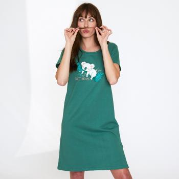 Blancheporte Krátka nočná košeľa s krátkymi rukávmi a potlačou medvedíka koaly zelená 52