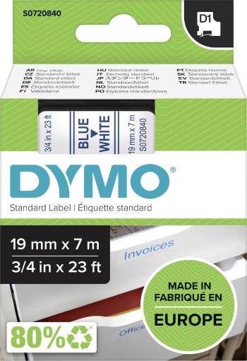 páska do štítkovača  DYMO D1 45804  Farba pásky: biela Farba písma:modrá 19 mm 7 m