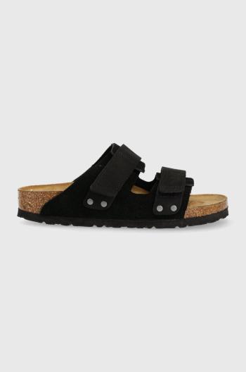 Semišové šľapky Birkenstock Uji dámske, čierna farba, 1024832