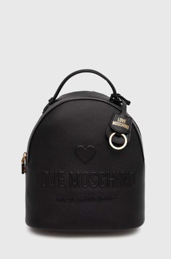 Kožený ruksak Love Moschino dámsky, čierna farba, malý, jednofarebný, JC4116PP1LL1000A