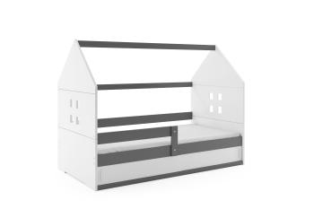 BMS Detská posteľ domček DOMI 1 | sivá s úložným priestorom Farba: Sivá / biela