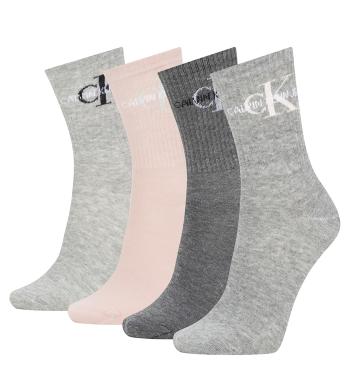 CALVIN KLEIN - 4PACK CK jeans hudson logo gray combo ponožky v darčekovom balení-UNI