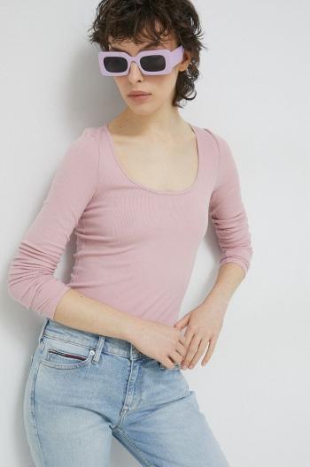 Tričko s dlhým rukávom Abercrombie & Fitch ružová farba