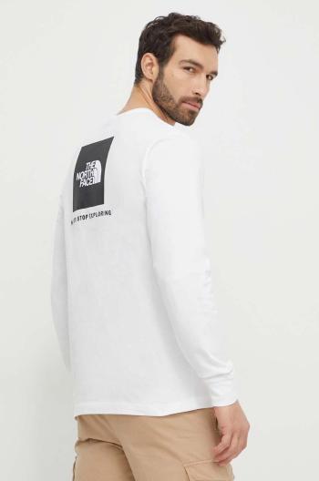 Bavlnené tričko s dlhým rukávom The North Face M L/S Redbox Tee béžová farba, s potlačou, NF0A87NNFN41