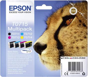 Epson Ink T0715 originál kombinované balenie čierna, zelenomodrá, purpurová, žltá C13T07154012