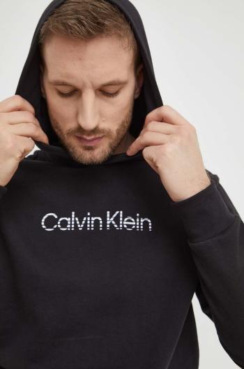 Bavlnená mikina Calvin Klein pánska, čierna farba, s kapucňou, s potlačou, K10K112445