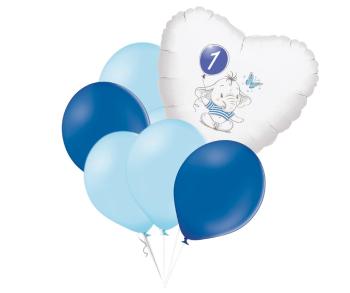 Set 1.narozeniny modrý slon srdce foliový balónek - 
