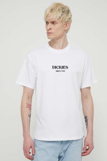 Bavlnené tričko Dickies MAX MEADOWS TEE SS pánske, biela farba, s potlačou, DK0A4YRL