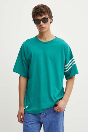 Bavlnené tričko adidas Originals pánske, tyrkysová farba, s nášivkou, JF9136